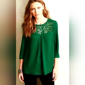 Anthropologie 'HD made in Paris' Dara Laser Cut T-Shirt Blouse Size Small